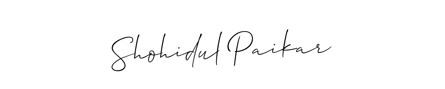 Make a short Shohidul Paikar signature style. Manage your documents anywhere anytime using Allison_Script. Create and add eSignatures, submit forms, share and send files easily. Shohidul Paikar signature style 2 images and pictures png