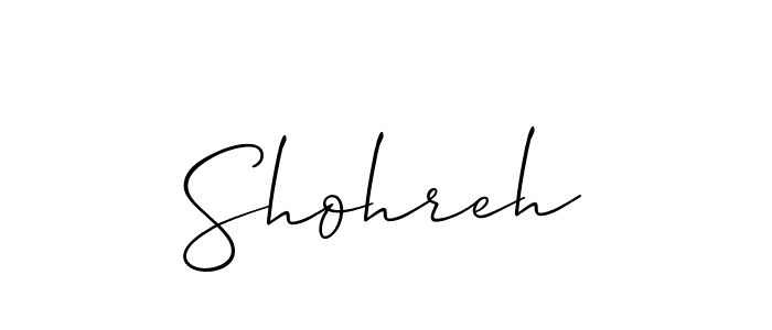 The best way (Allison_Script) to make a short signature is to pick only two or three words in your name. The name Shohreh include a total of six letters. For converting this name. Shohreh signature style 2 images and pictures png