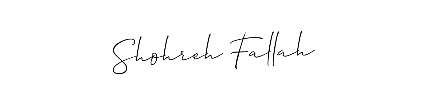 Also we have Shohreh Fallah name is the best signature style. Create professional handwritten signature collection using Allison_Script autograph style. Shohreh Fallah signature style 2 images and pictures png