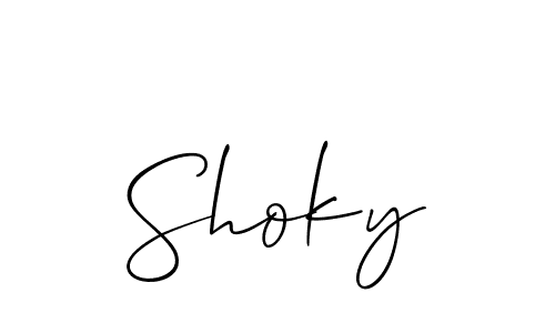 The best way (Allison_Script) to make a short signature is to pick only two or three words in your name. The name Shoky include a total of six letters. For converting this name. Shoky signature style 2 images and pictures png