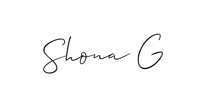 You should practise on your own different ways (Allison_Script) to write your name (Shona G) in signature. don't let someone else do it for you. Shona G signature style 2 images and pictures png