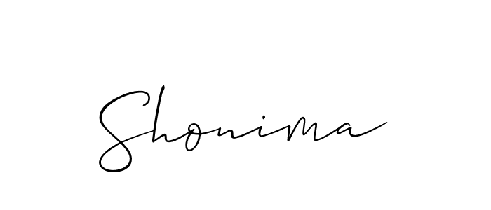 Create a beautiful signature design for name Shonima. With this signature (Allison_Script) fonts, you can make a handwritten signature for free. Shonima signature style 2 images and pictures png