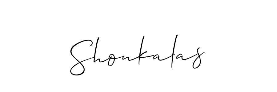 Design your own signature with our free online signature maker. With this signature software, you can create a handwritten (Allison_Script) signature for name Shonkalas. Shonkalas signature style 2 images and pictures png