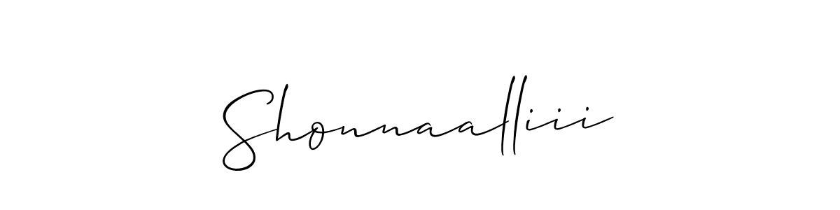 Design your own signature with our free online signature maker. With this signature software, you can create a handwritten (Allison_Script) signature for name Shonnaalliii. Shonnaalliii signature style 2 images and pictures png