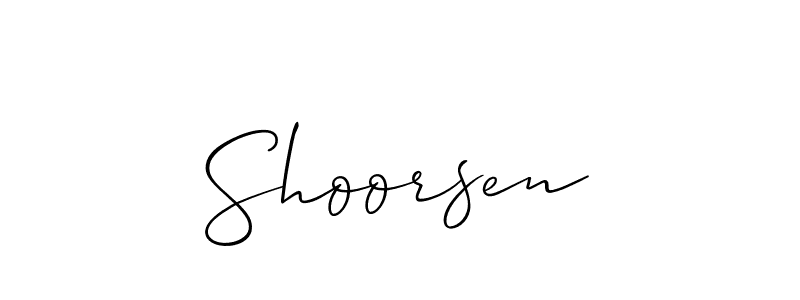 Design your own signature with our free online signature maker. With this signature software, you can create a handwritten (Allison_Script) signature for name Shoorsen. Shoorsen signature style 2 images and pictures png