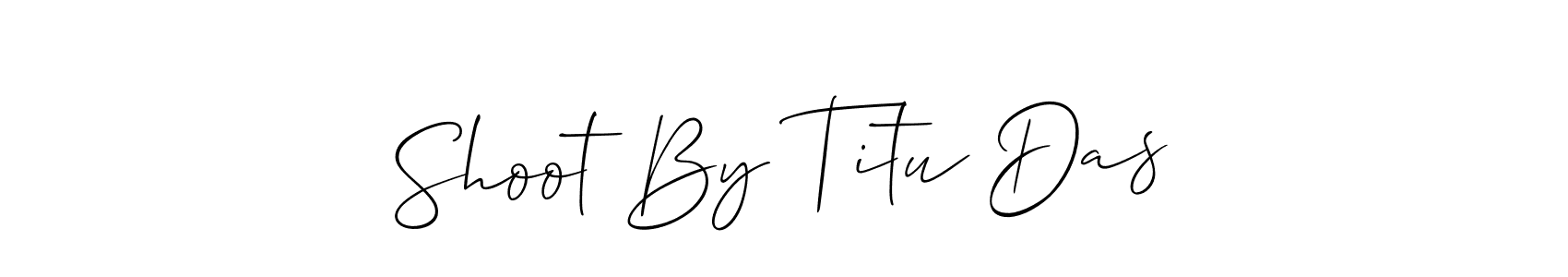 How to make Shoot By Titu Das name signature. Use Allison_Script style for creating short signs online. This is the latest handwritten sign. Shoot By Titu Das signature style 2 images and pictures png