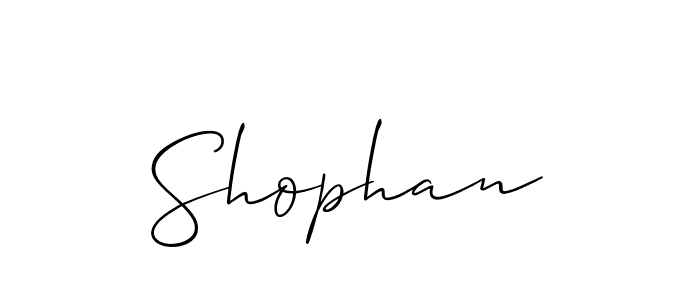 Use a signature maker to create a handwritten signature online. With this signature software, you can design (Allison_Script) your own signature for name Shophan. Shophan signature style 2 images and pictures png