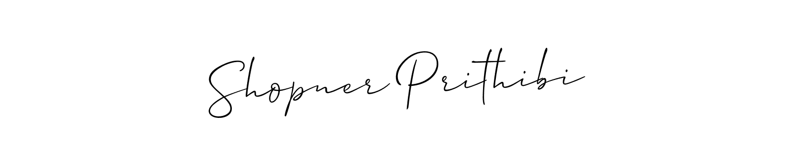 Also we have Shopner Prithibi name is the best signature style. Create professional handwritten signature collection using Allison_Script autograph style. Shopner Prithibi signature style 2 images and pictures png