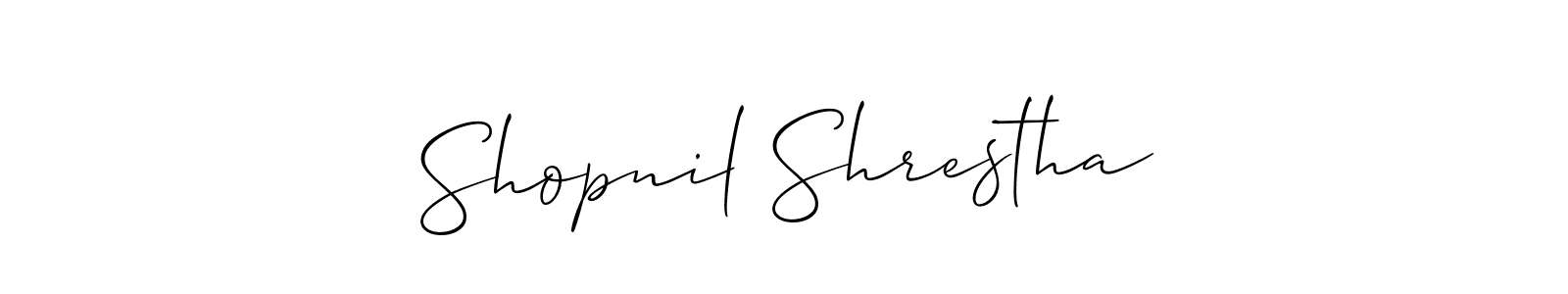 Create a beautiful signature design for name Shopnil Shrestha. With this signature (Allison_Script) fonts, you can make a handwritten signature for free. Shopnil Shrestha signature style 2 images and pictures png