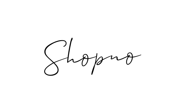 Make a beautiful signature design for name Shopno. With this signature (Allison_Script) style, you can create a handwritten signature for free. Shopno signature style 2 images and pictures png