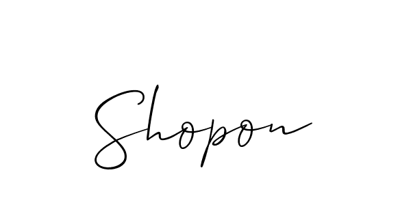 Create a beautiful signature design for name Shopon. With this signature (Allison_Script) fonts, you can make a handwritten signature for free. Shopon signature style 2 images and pictures png