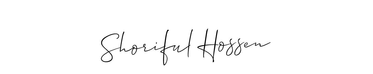 Design your own signature with our free online signature maker. With this signature software, you can create a handwritten (Allison_Script) signature for name Shoriful Hossen. Shoriful Hossen signature style 2 images and pictures png