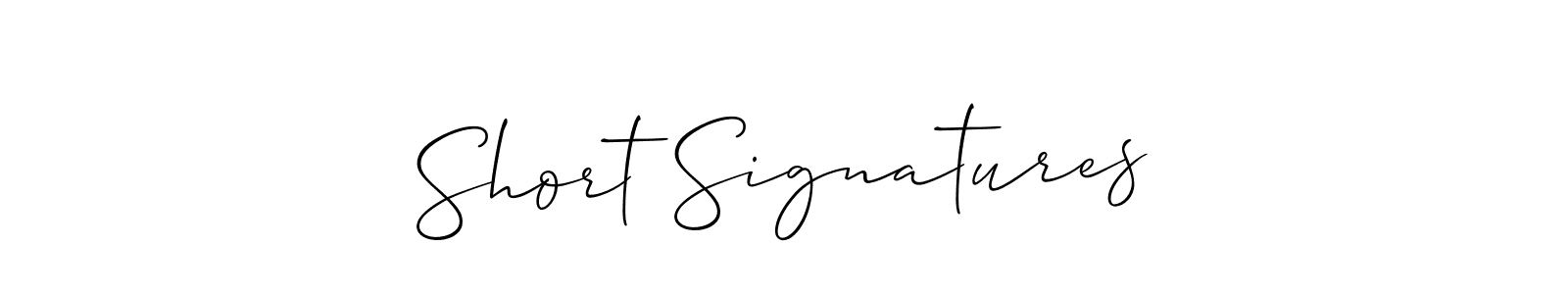 Create a beautiful signature design for name Short Signatures. With this signature (Allison_Script) fonts, you can make a handwritten signature for free. Short Signatures signature style 2 images and pictures png