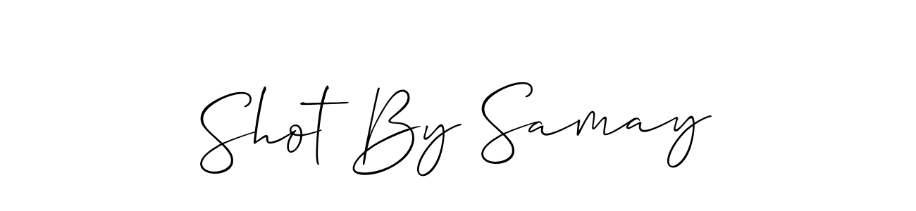 Also You can easily find your signature by using the search form. We will create Shot By Samay name handwritten signature images for you free of cost using Allison_Script sign style. Shot By Samay signature style 2 images and pictures png