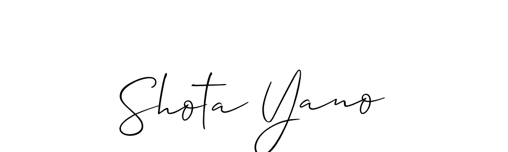 Create a beautiful signature design for name Shota Yano. With this signature (Allison_Script) fonts, you can make a handwritten signature for free. Shota Yano signature style 2 images and pictures png
