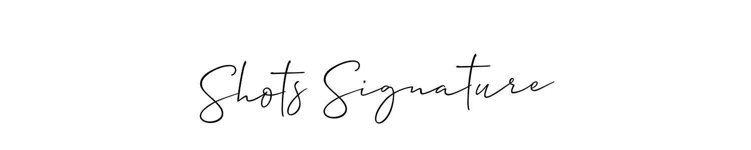How to make Shots Signature signature? Allison_Script is a professional autograph style. Create handwritten signature for Shots Signature name. Shots Signature signature style 2 images and pictures png