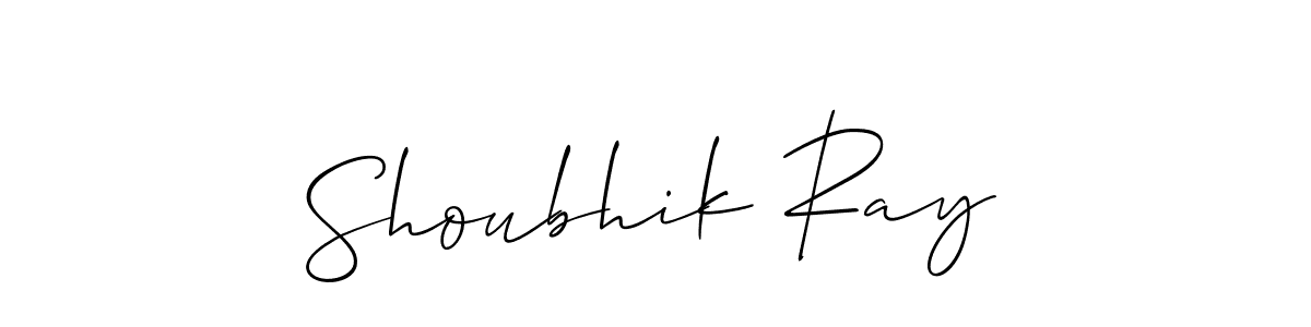 The best way (Allison_Script) to make a short signature is to pick only two or three words in your name. The name Shoubhik Ray include a total of six letters. For converting this name. Shoubhik Ray signature style 2 images and pictures png