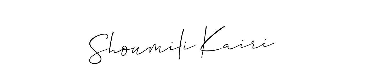 How to make Shoumili Kairi name signature. Use Allison_Script style for creating short signs online. This is the latest handwritten sign. Shoumili Kairi signature style 2 images and pictures png