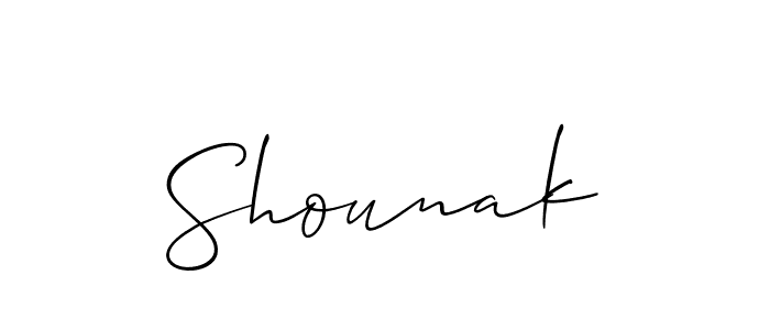 How to make Shounak signature? Allison_Script is a professional autograph style. Create handwritten signature for Shounak name. Shounak signature style 2 images and pictures png
