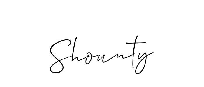 Create a beautiful signature design for name Shounty. With this signature (Allison_Script) fonts, you can make a handwritten signature for free. Shounty signature style 2 images and pictures png