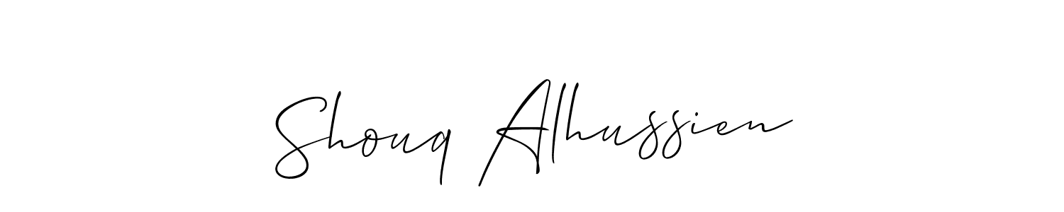 if you are searching for the best signature style for your name Shouq Alhussien. so please give up your signature search. here we have designed multiple signature styles  using Allison_Script. Shouq Alhussien signature style 2 images and pictures png