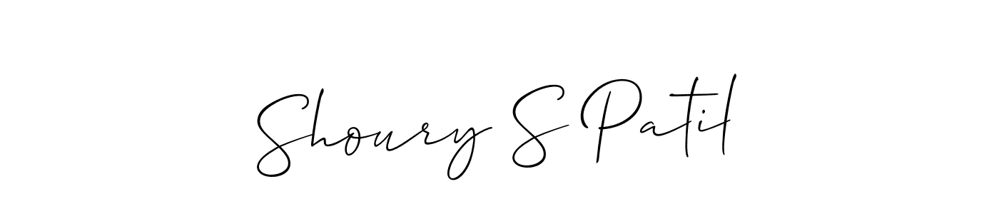 Make a short Shoury S Patil signature style. Manage your documents anywhere anytime using Allison_Script. Create and add eSignatures, submit forms, share and send files easily. Shoury S Patil signature style 2 images and pictures png