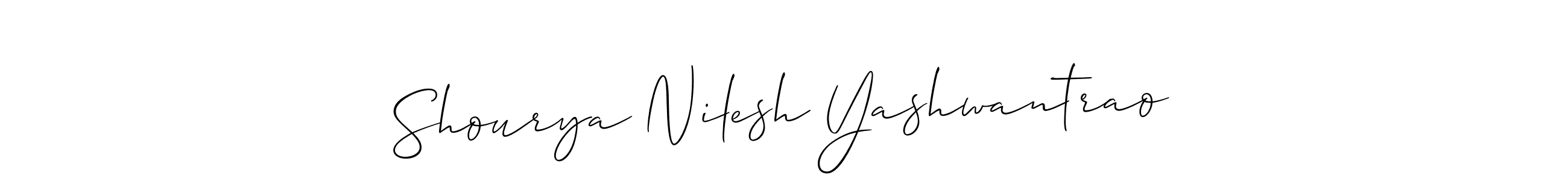 Create a beautiful signature design for name Shourya Nilesh Yashwantrao. With this signature (Allison_Script) fonts, you can make a handwritten signature for free. Shourya Nilesh Yashwantrao signature style 2 images and pictures png