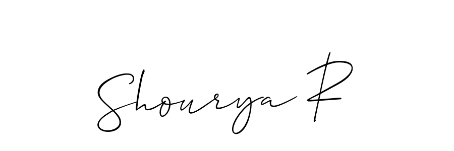Also we have Shourya R name is the best signature style. Create professional handwritten signature collection using Allison_Script autograph style. Shourya R signature style 2 images and pictures png