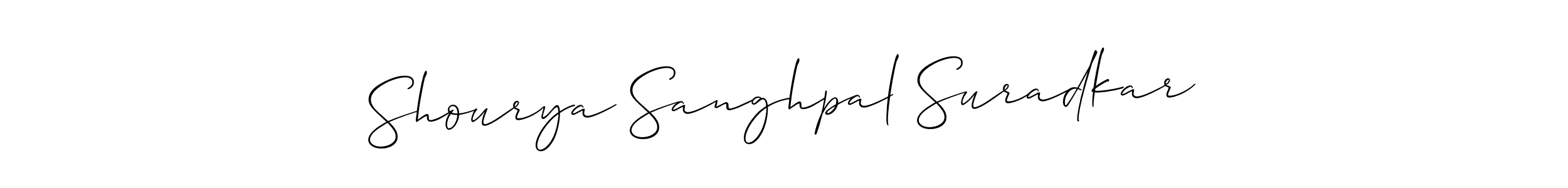 Use a signature maker to create a handwritten signature online. With this signature software, you can design (Allison_Script) your own signature for name Shourya Sanghpal Suradkar. Shourya Sanghpal Suradkar signature style 2 images and pictures png