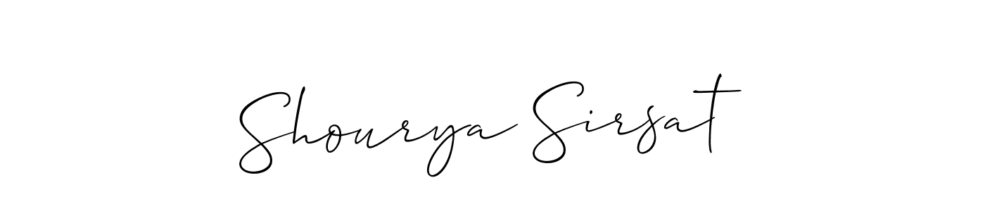 Allison_Script is a professional signature style that is perfect for those who want to add a touch of class to their signature. It is also a great choice for those who want to make their signature more unique. Get Shourya Sirsat name to fancy signature for free. Shourya Sirsat signature style 2 images and pictures png