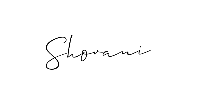 Design your own signature with our free online signature maker. With this signature software, you can create a handwritten (Allison_Script) signature for name Shovani. Shovani signature style 2 images and pictures png