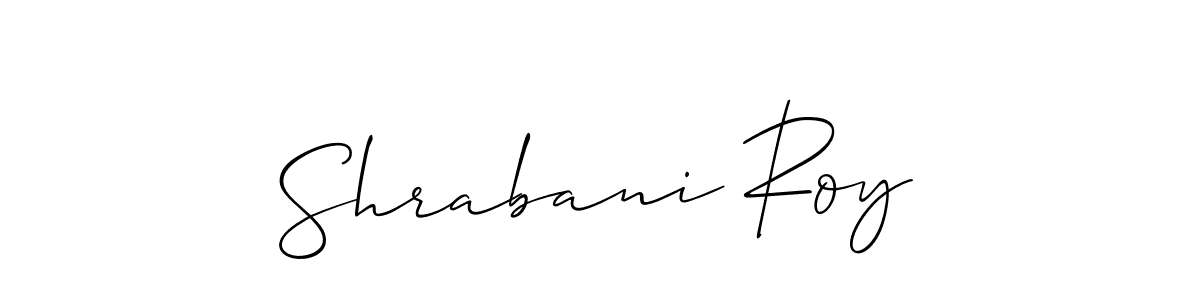 The best way (Allison_Script) to make a short signature is to pick only two or three words in your name. The name Shrabani Roy include a total of six letters. For converting this name. Shrabani Roy signature style 2 images and pictures png