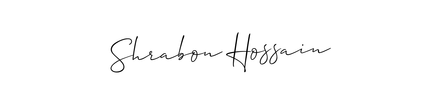 Allison_Script is a professional signature style that is perfect for those who want to add a touch of class to their signature. It is also a great choice for those who want to make their signature more unique. Get Shrabon Hossain name to fancy signature for free. Shrabon Hossain signature style 2 images and pictures png