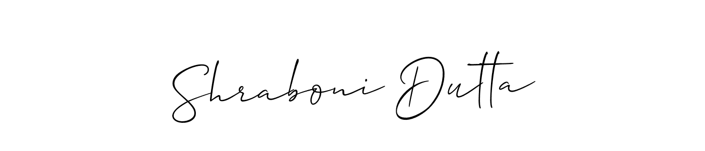 How to make Shraboni Dutta name signature. Use Allison_Script style for creating short signs online. This is the latest handwritten sign. Shraboni Dutta signature style 2 images and pictures png