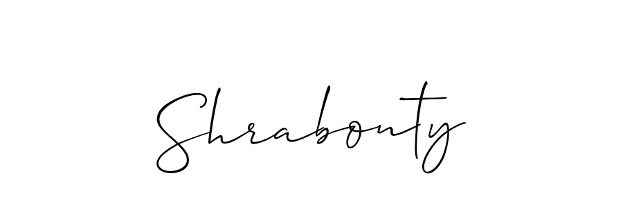 The best way (Allison_Script) to make a short signature is to pick only two or three words in your name. The name Shrabonty include a total of six letters. For converting this name. Shrabonty signature style 2 images and pictures png