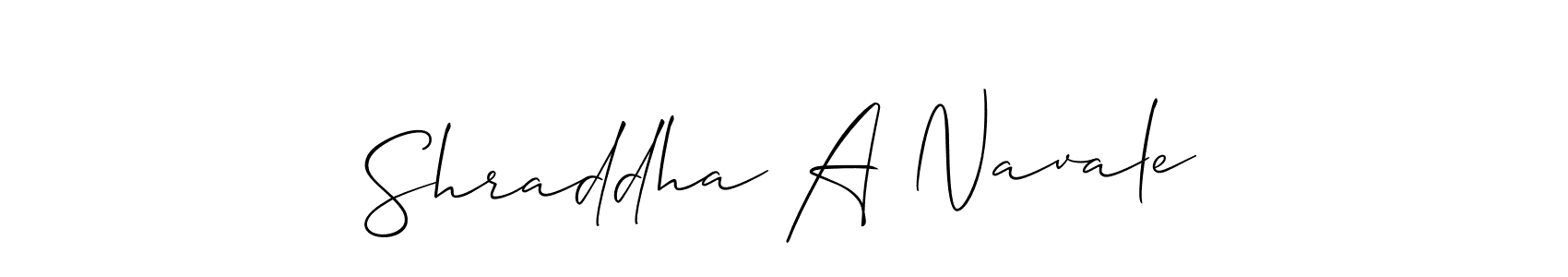 Design your own signature with our free online signature maker. With this signature software, you can create a handwritten (Allison_Script) signature for name Shraddha A Navale. Shraddha A Navale signature style 2 images and pictures png