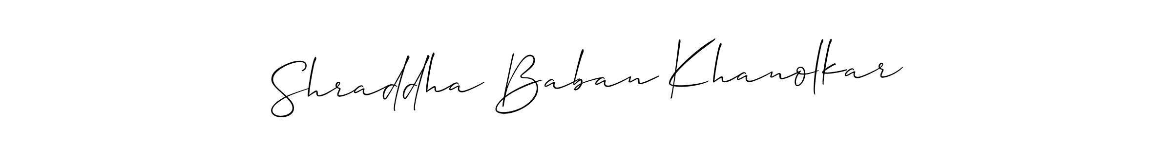 This is the best signature style for the Shraddha Baban Khanolkar name. Also you like these signature font (Allison_Script). Mix name signature. Shraddha Baban Khanolkar signature style 2 images and pictures png