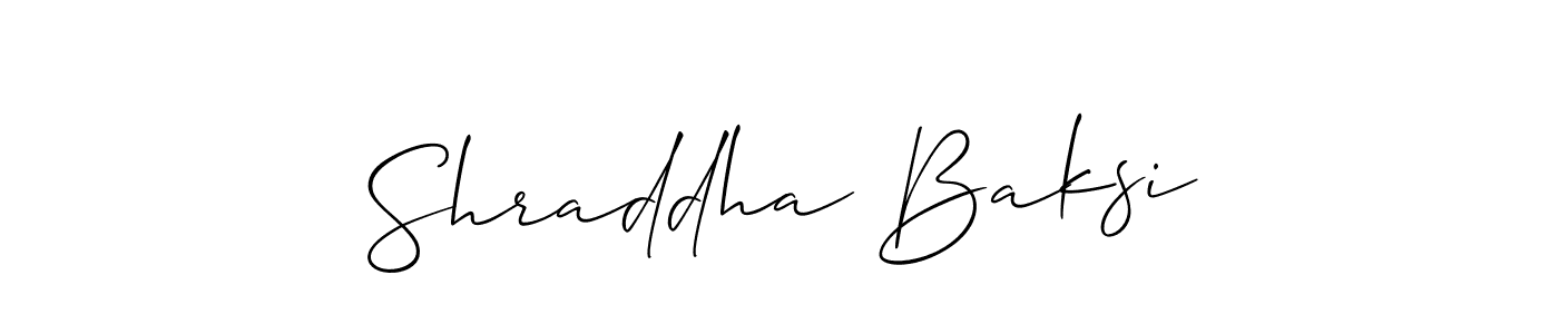You should practise on your own different ways (Allison_Script) to write your name (Shraddha Baksi) in signature. don't let someone else do it for you. Shraddha Baksi signature style 2 images and pictures png