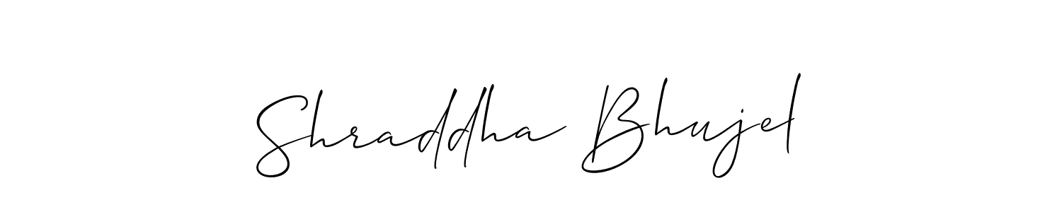 if you are searching for the best signature style for your name Shraddha Bhujel. so please give up your signature search. here we have designed multiple signature styles  using Allison_Script. Shraddha Bhujel signature style 2 images and pictures png