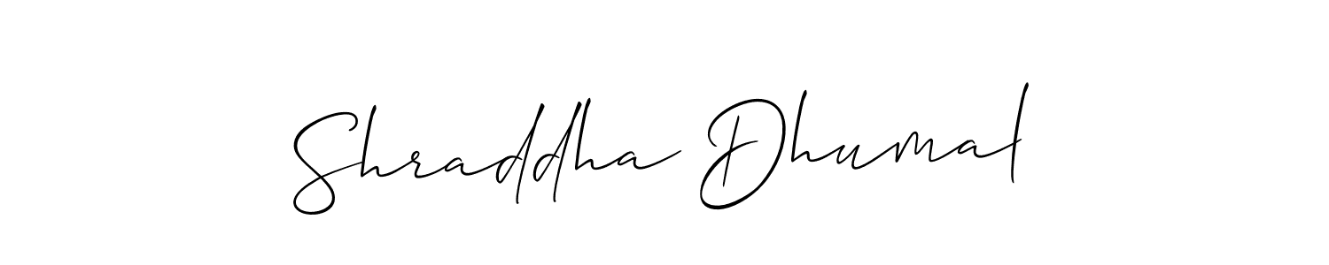 Also we have Shraddha Dhumal name is the best signature style. Create professional handwritten signature collection using Allison_Script autograph style. Shraddha Dhumal signature style 2 images and pictures png