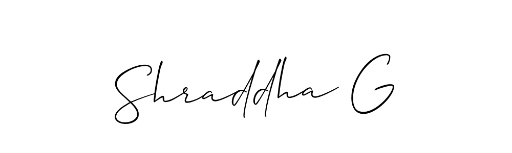 Create a beautiful signature design for name Shraddha G. With this signature (Allison_Script) fonts, you can make a handwritten signature for free. Shraddha G signature style 2 images and pictures png