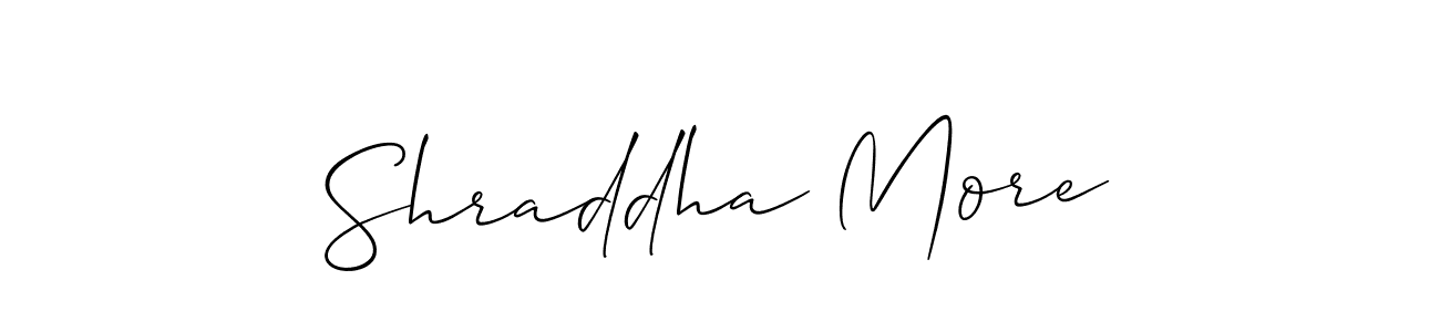 The best way (Allison_Script) to make a short signature is to pick only two or three words in your name. The name Shraddha More include a total of six letters. For converting this name. Shraddha More signature style 2 images and pictures png