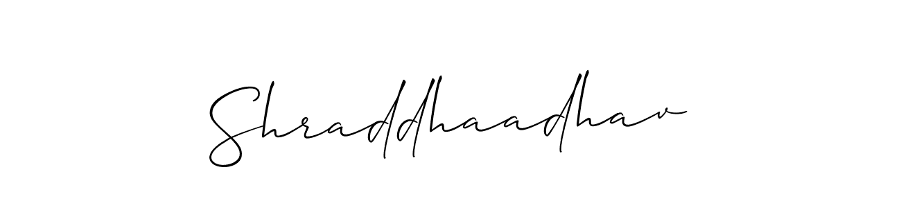Also You can easily find your signature by using the search form. We will create Shraddhaadhav name handwritten signature images for you free of cost using Allison_Script sign style. Shraddhaadhav signature style 2 images and pictures png