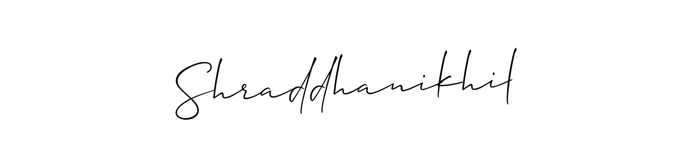 Similarly Allison_Script is the best handwritten signature design. Signature creator online .You can use it as an online autograph creator for name Shraddhanikhil. Shraddhanikhil signature style 2 images and pictures png