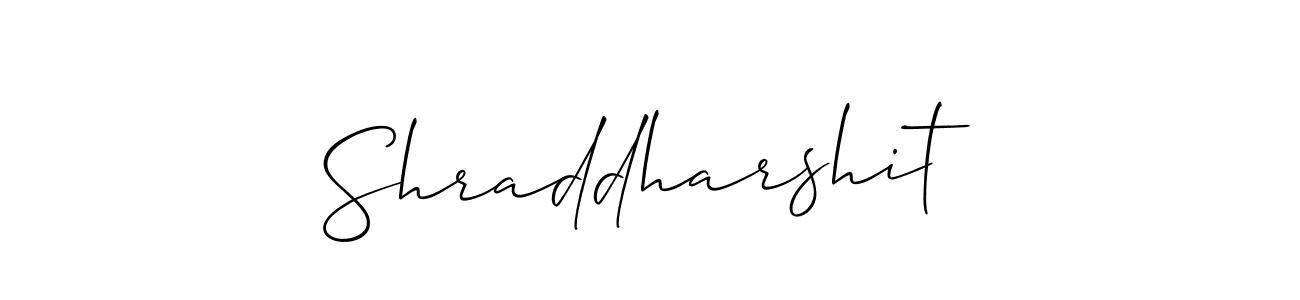 Use a signature maker to create a handwritten signature online. With this signature software, you can design (Allison_Script) your own signature for name Shraddharshit. Shraddharshit signature style 2 images and pictures png