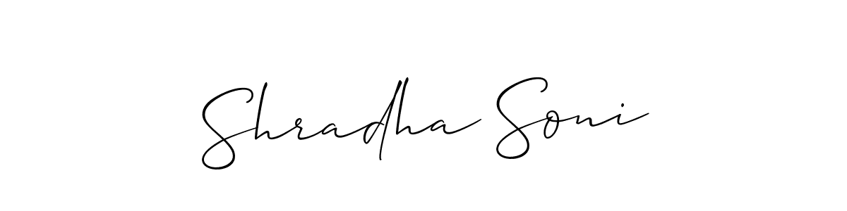 Use a signature maker to create a handwritten signature online. With this signature software, you can design (Allison_Script) your own signature for name Shradha Soni. Shradha Soni signature style 2 images and pictures png