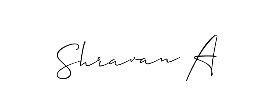 It looks lik you need a new signature style for name Shravan A. Design unique handwritten (Allison_Script) signature with our free signature maker in just a few clicks. Shravan A signature style 2 images and pictures png