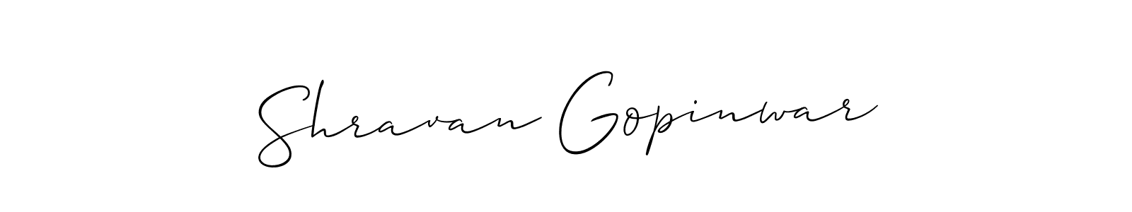 This is the best signature style for the Shravan Gopinwar name. Also you like these signature font (Allison_Script). Mix name signature. Shravan Gopinwar signature style 2 images and pictures png