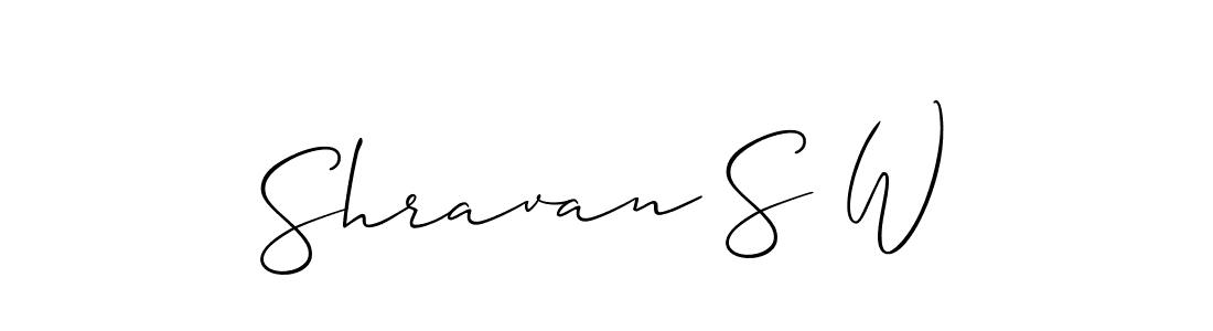 Use a signature maker to create a handwritten signature online. With this signature software, you can design (Allison_Script) your own signature for name Shravan S W. Shravan S W signature style 2 images and pictures png