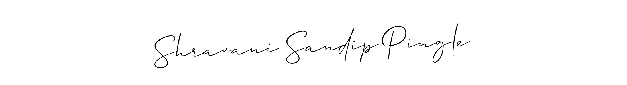 The best way (Allison_Script) to make a short signature is to pick only two or three words in your name. The name Shravani Sandip Pingle include a total of six letters. For converting this name. Shravani Sandip Pingle signature style 2 images and pictures png